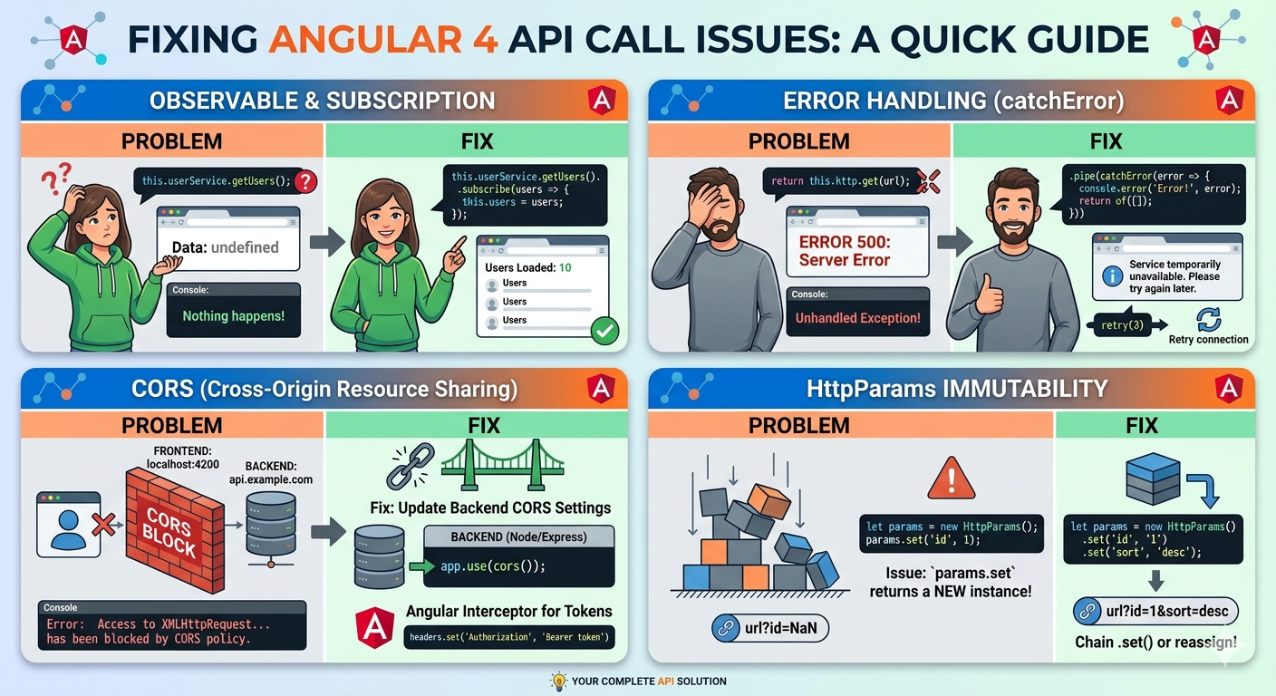 How to fix Angular 4 API call issues