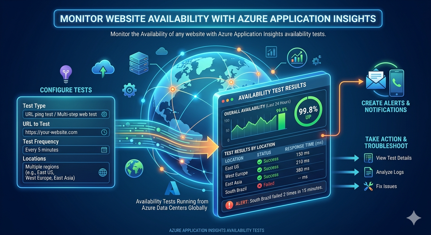 Monitor the Availability of any website with Azure Application Insights availability tests