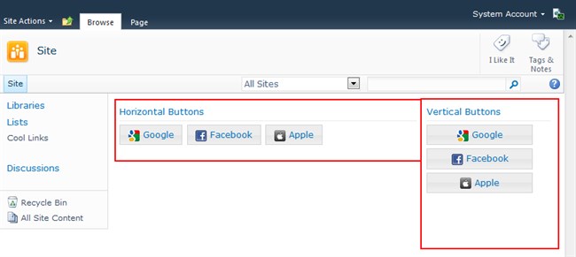 Horiztonal Buttons Screenshot